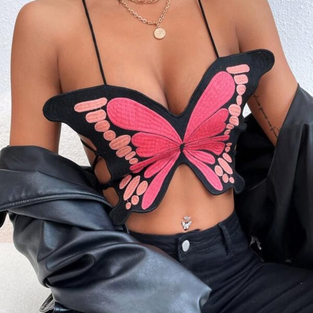 BUTTERFLY EMBROIDERED CAMI TOP - Picture 4 of 6